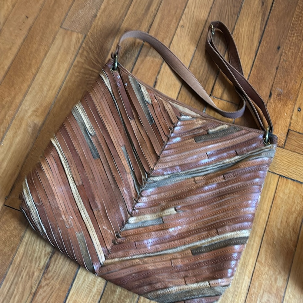 Black Rivet Brown Leather Boho Bag